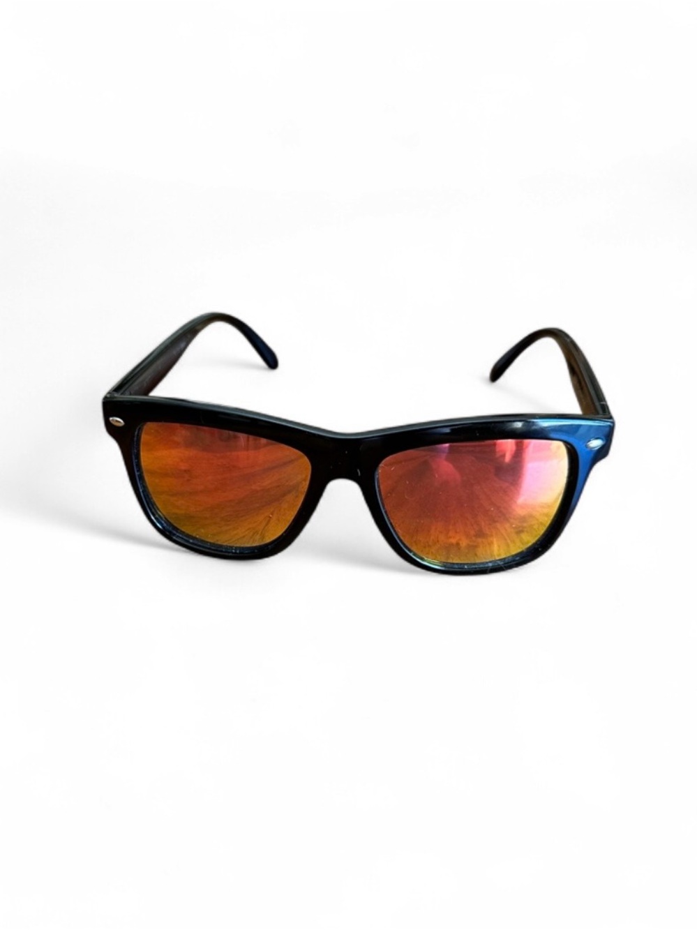Men's Black Frame Sunglasses with Orange Mirrored Lenses